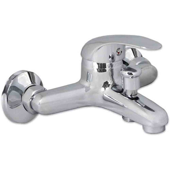 Rubinetto per vasca a parete miscelatore a muro da bagno per vasca cromato lucido modello Bari - enzoled