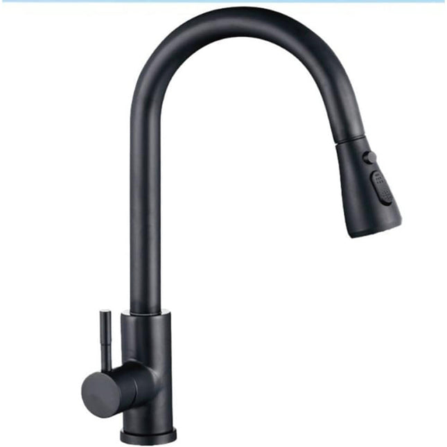 Rubinetto con doccetta estraibile a canna alta miscelatore da cucina 2 modalità di getto nero - enzoled