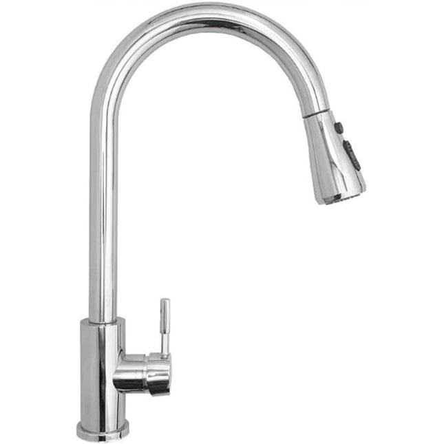 Rubinetto con doccetta estraibile a canna alta miscelatore da cucina 2 modalità di getto ottone lucido - enzoled