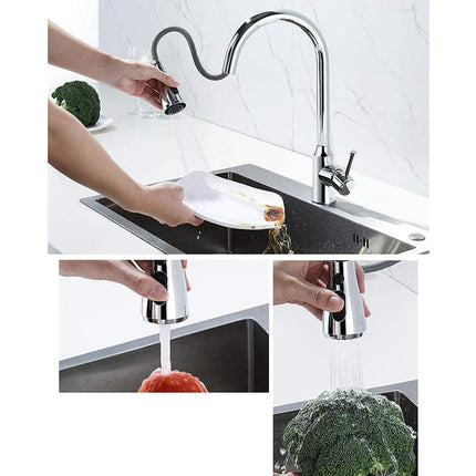 Rubinetto con doccetta estraibile a canna alta miscelatore da cucina 2 modalità di getto ottone lucido - enzoled