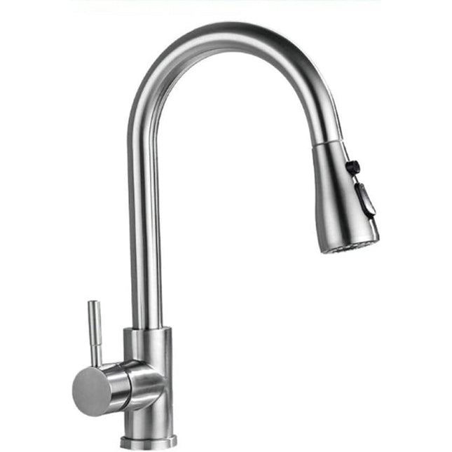 Rubinetto con doccetta estraibile a canna alta miscelatore da cucina 2 modalità di getto ottone satinato - enzoled