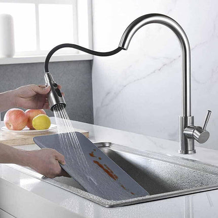 Rubinetto con doccetta estraibile a canna alta miscelatore da cucina 2 modalità di getto ottone satinato - enzoled