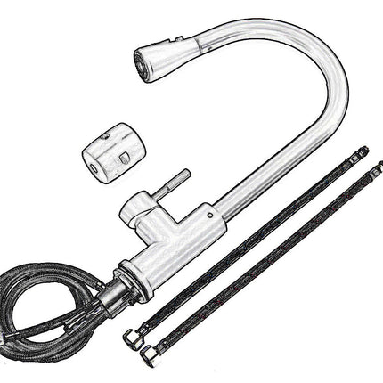 Rubinetto con doccetta estraibile a canna alta miscelatore da cucina 2 modalità di getto ottone satinato - enzoled