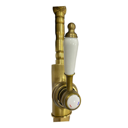 Rubinetto da cucina stile retrò a canna alta miscelatore antico per lavello orientabile in ottone bronzo - enzoled