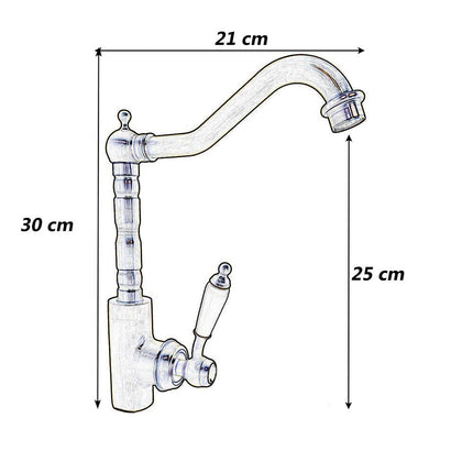 Rubinetto da cucina stile retrò a canna alta miscelatore antico per lavello orientabile in ottone bronzo - enzoled