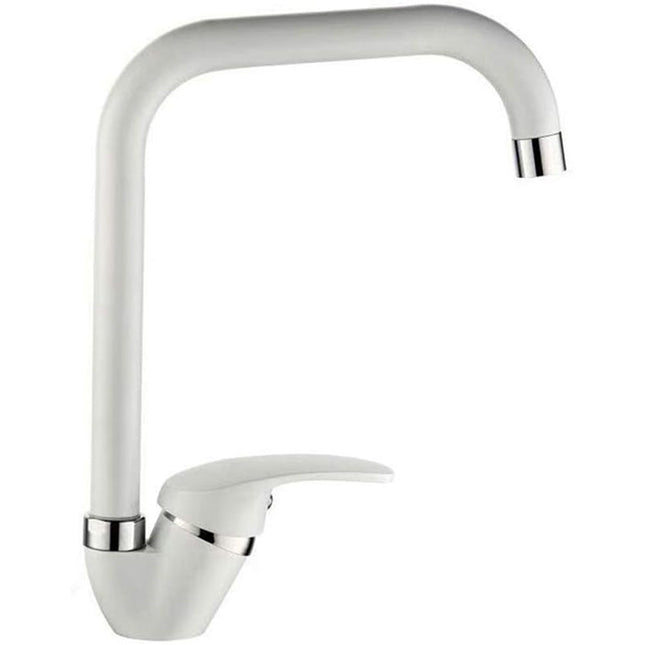 Rubinetto per lavello da cucina a canna alta quadrato miscelatore per lavandino bianco - enzoled