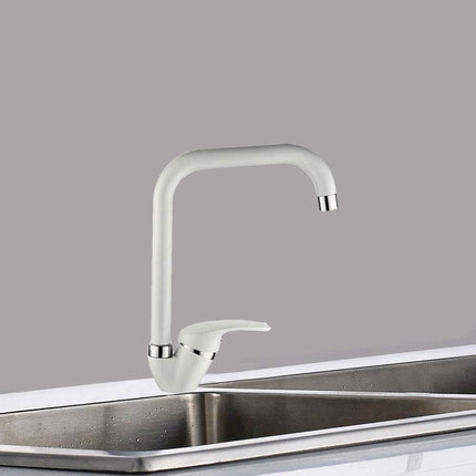 Rubinetto per lavello da cucina a canna alta quadrato miscelatore per lavandino bianco - enzoled