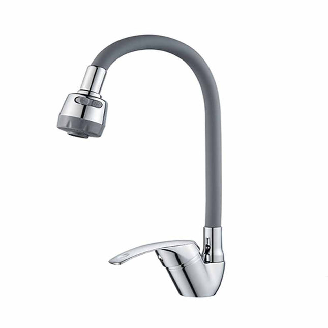 Miscelatore con doccetta canna alta girevole in silicone rubinetto da cucina 2 modalità di getto grigio - enzoled