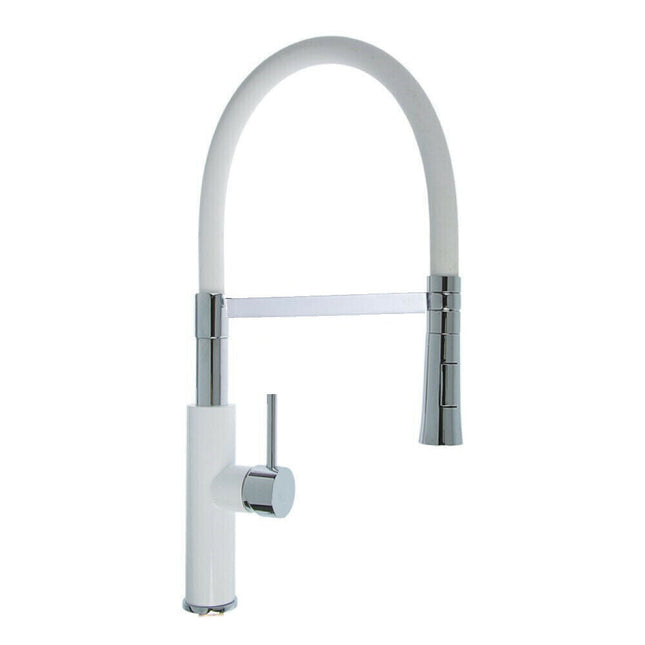 Rubinetto con doccetta in silicone a canna alta miscelatore in da cucina 2 modalità di getto acciaio bianco - enzoled