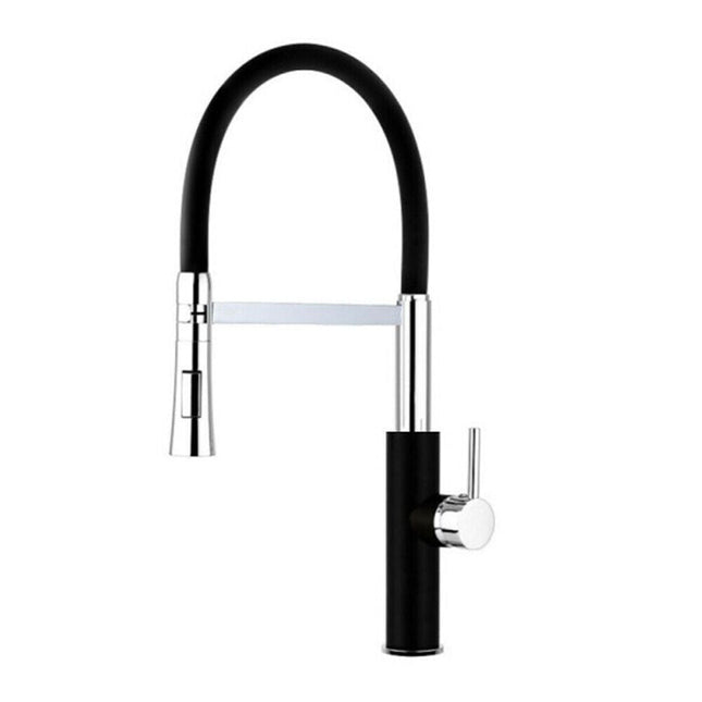 Rubinetto con doccetta in silicone a canna alta miscelatore in da cucina 2 modalità di getto acciaio nero - enzoled