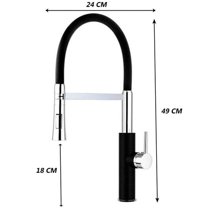 Rubinetto con doccetta in silicone a canna alta miscelatore in da cucina 2 modalità di getto acciaio nero - enzoled