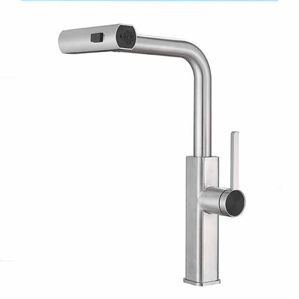 Rubinetto cucina estraibile con erogatore girevole 2 getti d’acqua miscelatore cromato lucido - enzoled