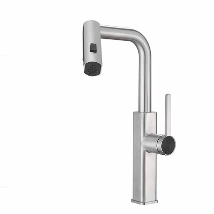Rubinetto cucina estraibile con erogatore girevole 2 getti d’acqua miscelatore cromato lucido - enzoled