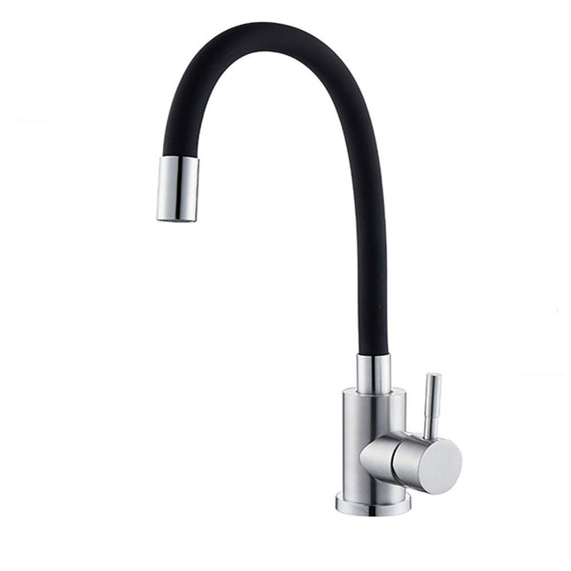 Rubinetto da cucina canna alta flessibile in silicone miscelatore per lavello lavandino gommato nero - enzoled