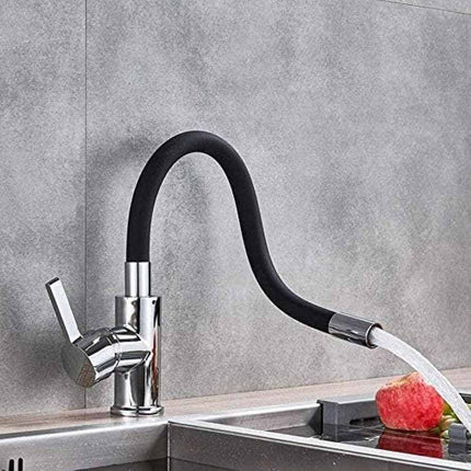 Rubinetto da cucina canna alta flessibile in silicone miscelatore per lavello lavandino gommato nero - enzoled