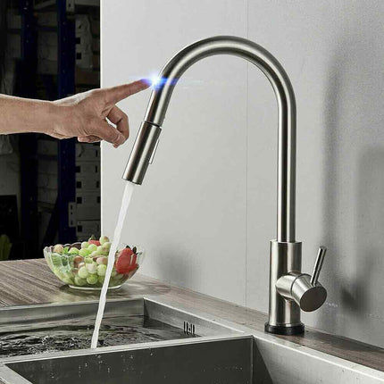 Rubinetto da cucina miscelatore touch con doccetta estensibile per lavello 2 modalità di getto canna alta - enzoled