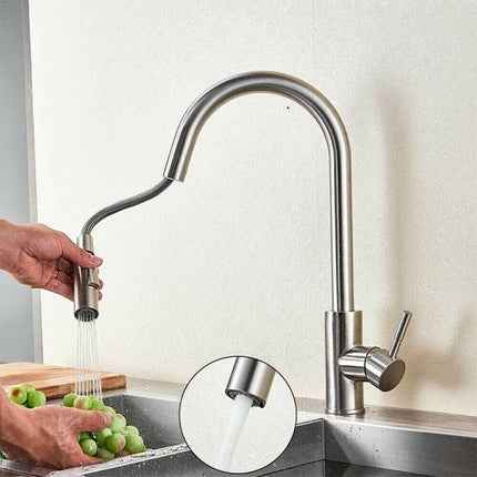 Rubinetto da cucina miscelatore touch con doccetta estensibile per lavello 2 modalità di getto canna alta - enzoled