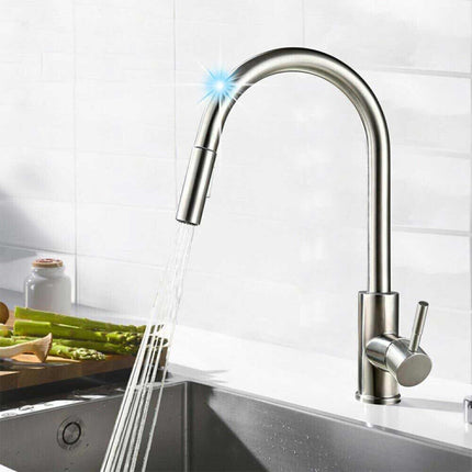 Rubinetto da cucina miscelatore touch con doccetta estensibile per lavello 2 modalità di getto canna alta - enzoled