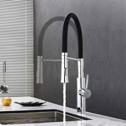 Rubinetto in acciaio con doccetta a canna in silicone alta miscelatore in da cucina 2 modalità di getto - enzoled