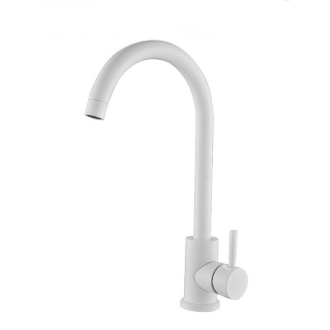 Rubinetto per lavello da cucina a canna alta bianco miscelatore per lavandino orientabile - enzoled