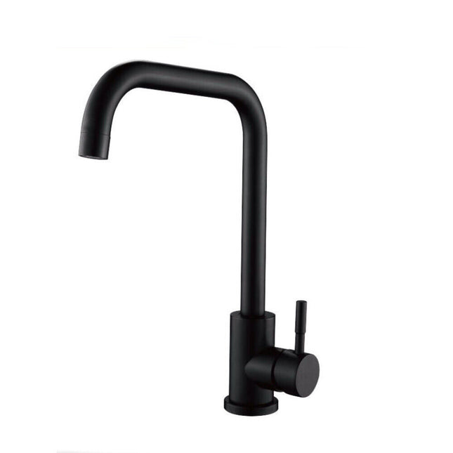 Rubinetto per lavello da cucina a canna alta quadrata miscelatore per lavandino orientabile nero - enzoled