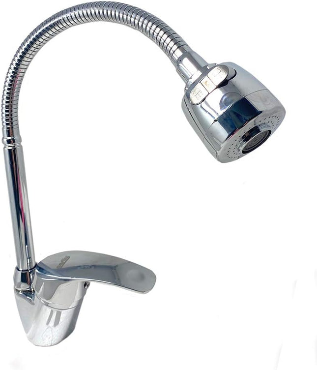 Rubinetto a canna flessibile pieghevole da lavello per cucina miscelatore orientabile 360° di rotazione con doccetta a doppio getto in ottone cromato - enzoled