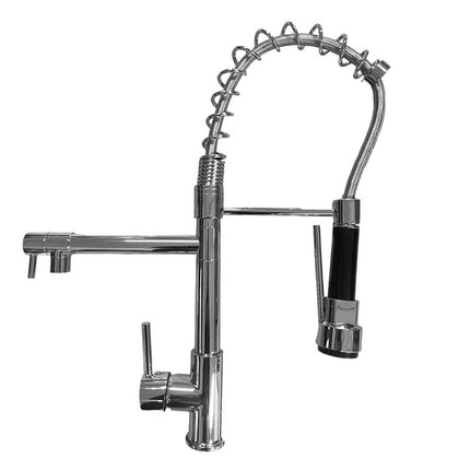Rubinetto per lavello da cucina a canna alta a due vie miscelatore per lavandino orientabile con doccetta in ottone cromato - enzoled