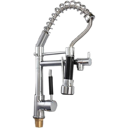 Rubinetto per lavello da cucina a canna alta a due vie miscelatore per lavandino orientabile con doccetta in ottone cromato - enzoled