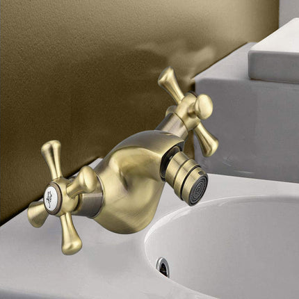 Rubinetto per bagno miscelatore doppio comando lavabo bidet vasca doccia in ottone bronzo opaco modello ROMA - enzoled