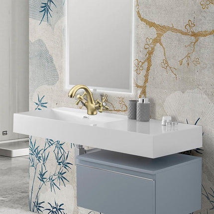 Rubinetto per bagno miscelatore doppio comando lavabo bidet vasca doccia in ottone bronzo opaco modello ROMA - enzoled