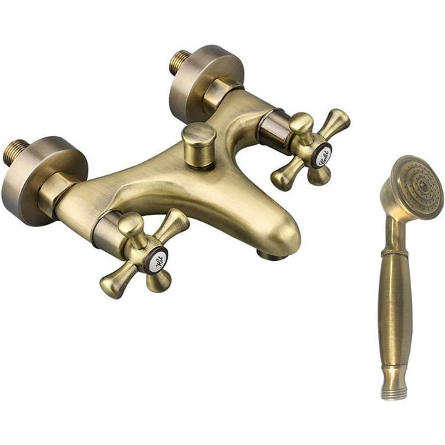 Rubinetto per bagno miscelatore doppio comando lavabo bidet vasca doccia in ottone bronzo opaco modello ROMA - enzoled