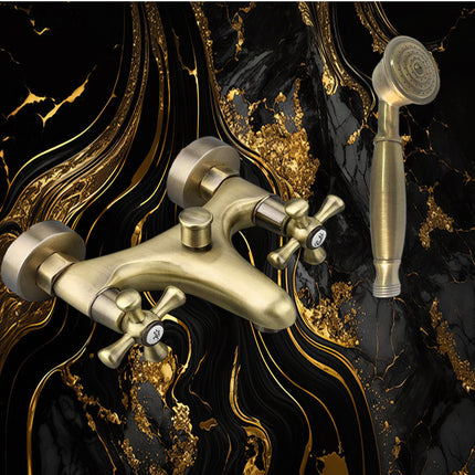 Rubinetto per bagno miscelatore doppio comando lavabo bidet vasca doccia in ottone bronzo opaco modello ROMA - enzoled