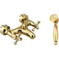 Rubinetto per bagno miscelatore doppio comando lavabo bidet vasca doccia in ottone oro lucido modello Roma - enzoled