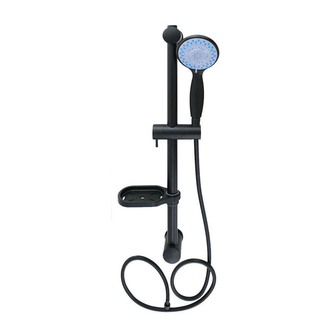 Saliscendi colonna doccia nero opaco con porta sapone e flessibile 60 cm - enzoled