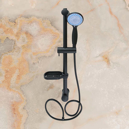 Saliscendi colonna doccia nero opaco con porta sapone e flessibile 60 cm - enzoled