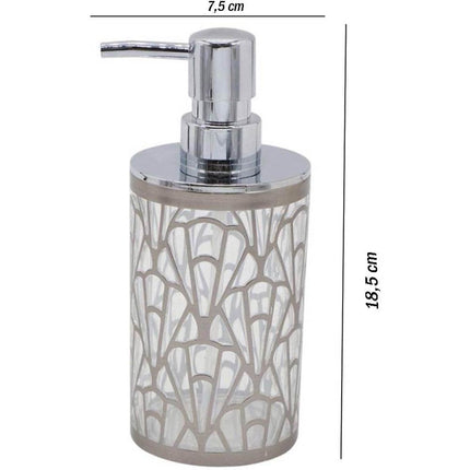 Set Accessori Bagno 3 Pezzi argento stile contemporaneo con Dispenser Sapone Bicchiere portaspazzolino piattino portasapone - enzoled