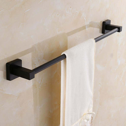 Set bagno moderno in acciaio nero vetro satinato 6 pezzi accessori bagno portasaponetta portarotolo spazzolini asciugamano - enzoled