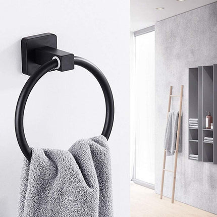 Set bagno moderno in acciaio nero vetro satinato 6 pezzi accessori bagno portasaponetta portarotolo spazzolini asciugamano - enzoled