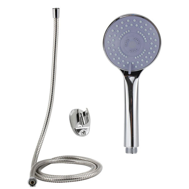 Soffione doccia grigio multigetto con flessibile staffetta cromato lucido regolazione getto d' acqua - enzoled