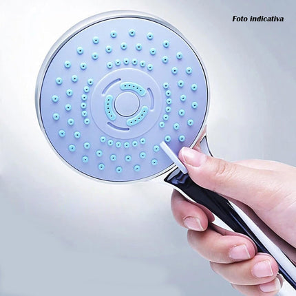 Soffione doccia grigio multigetto con flessibile staffetta cromato lucido regolazione getto d' acqua - enzoled