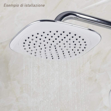 Soffione per doccia da bagno quadrato multigetto effetto pioggia con filtro anticalcare ad alta pressione bianco - enzoled