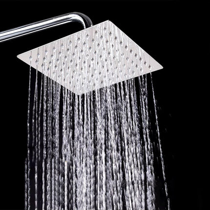 Soffione per doccia da bagno slim quadrato 30x30 cm effetto pioggia cromato attacco universale 1/2 - enzoled