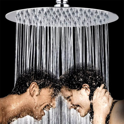 Soffione per doccia da bagno slim tondo 30 cm effetto pioggia cromato attacco universale 1/2 - enzoled