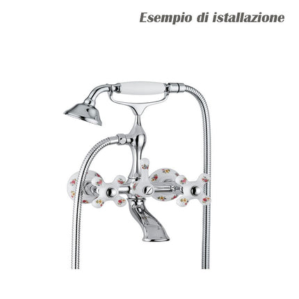Soffione stile retrò con tubo flessibile da 1,8 metri doccetta a telefono con filtro doccia per bagno con supporto staffa a muro - enzoled