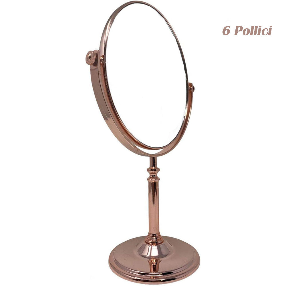 Specchio cosmetico ovale con zoom girevole oro rosa varie misure - enzoled