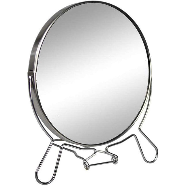 Specchio cosmetico da trucco con zoom regolabile specchio di ingrandimento portatile girevole da tavolo ø 17 cm in acciaio cromato - enzoled