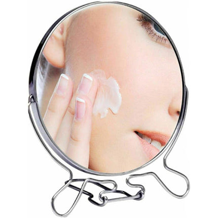 Specchio cosmetico da trucco con zoom regolabile specchio di ingrandimento portatile girevole da tavolo ø 17 cm in acciaio cromato - enzoled