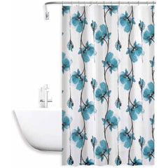 Tenda moderna per doccia vasca da bagno impermeabile pvc 12 ganci decorazione fiori blu 200x180 cm o 200x240 cm - enzoled