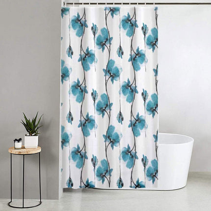 Tenda moderna per doccia vasca da bagno impermeabile pvc 12 ganci decorazione fiori blu 200x180 cm o 200x240 cm - enzoled
