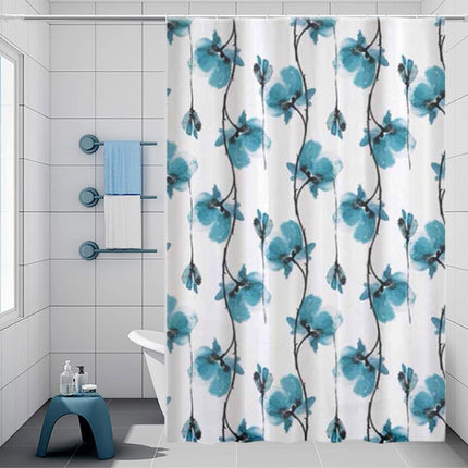 Tenda moderna per doccia vasca da bagno impermeabile pvc 12 ganci decorazione fiori blu 200x180 cm o 200x240 cm - enzoled